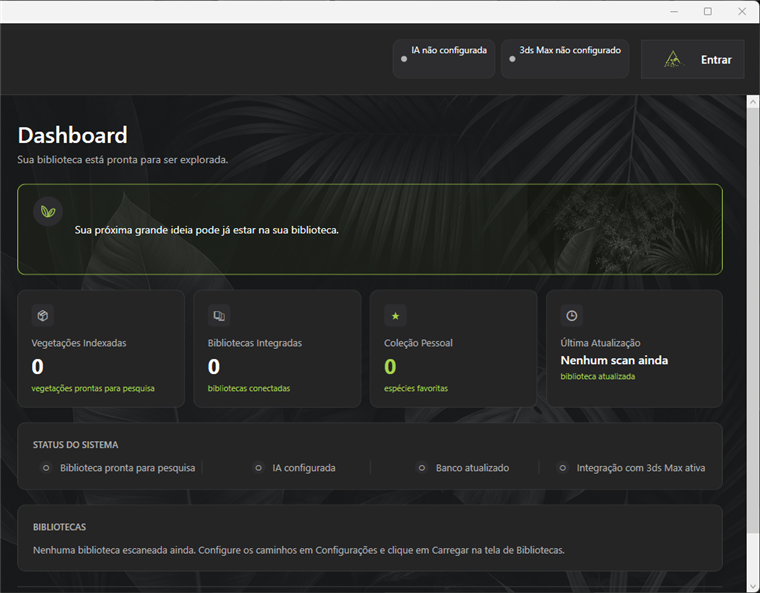 Dashboard do ARCA logo após a ativação