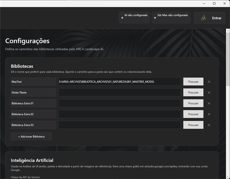 Configuração de bibliotecas no ARCA Landscape AI